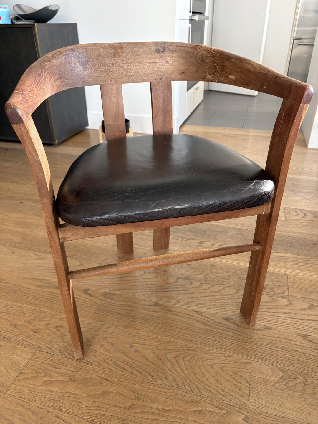 Mid-Century Modern Dining Chair with Leather Seat - photo 2