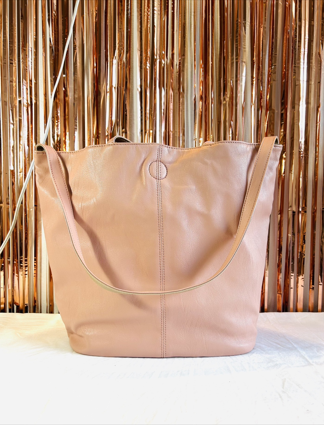 Pale Pink Leather Tote Bag