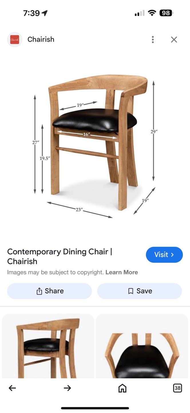 Mid-Century Modern Dining Chair with Leather Seat - photo 4