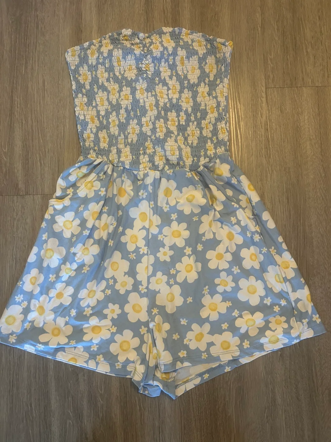 Womens ARDENE Light Blue Daisy Print Tube Jumpsuit thumbnail