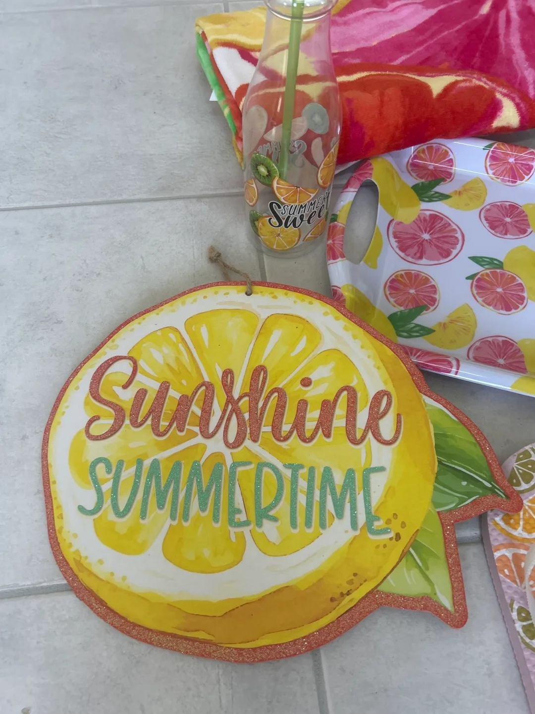 Summer Citrus Decor Bundle: Tray, Towels, Flip-Flops, and More! image indicator(2)