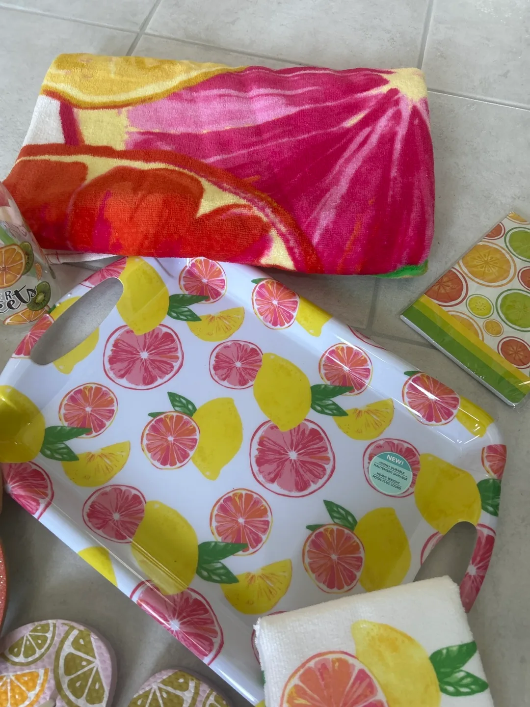 Summer Citrus Decor Bundle: Tray, Towels, Flip-Flops, and More! image indicator(4)