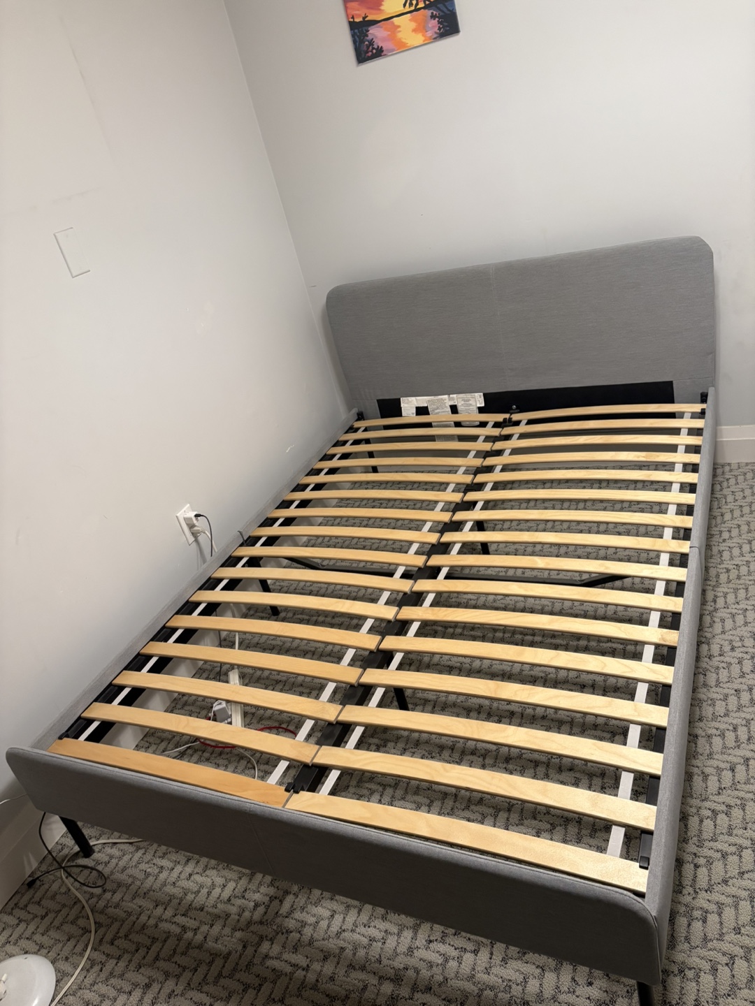Double Size Grey Fabric Bed Frame