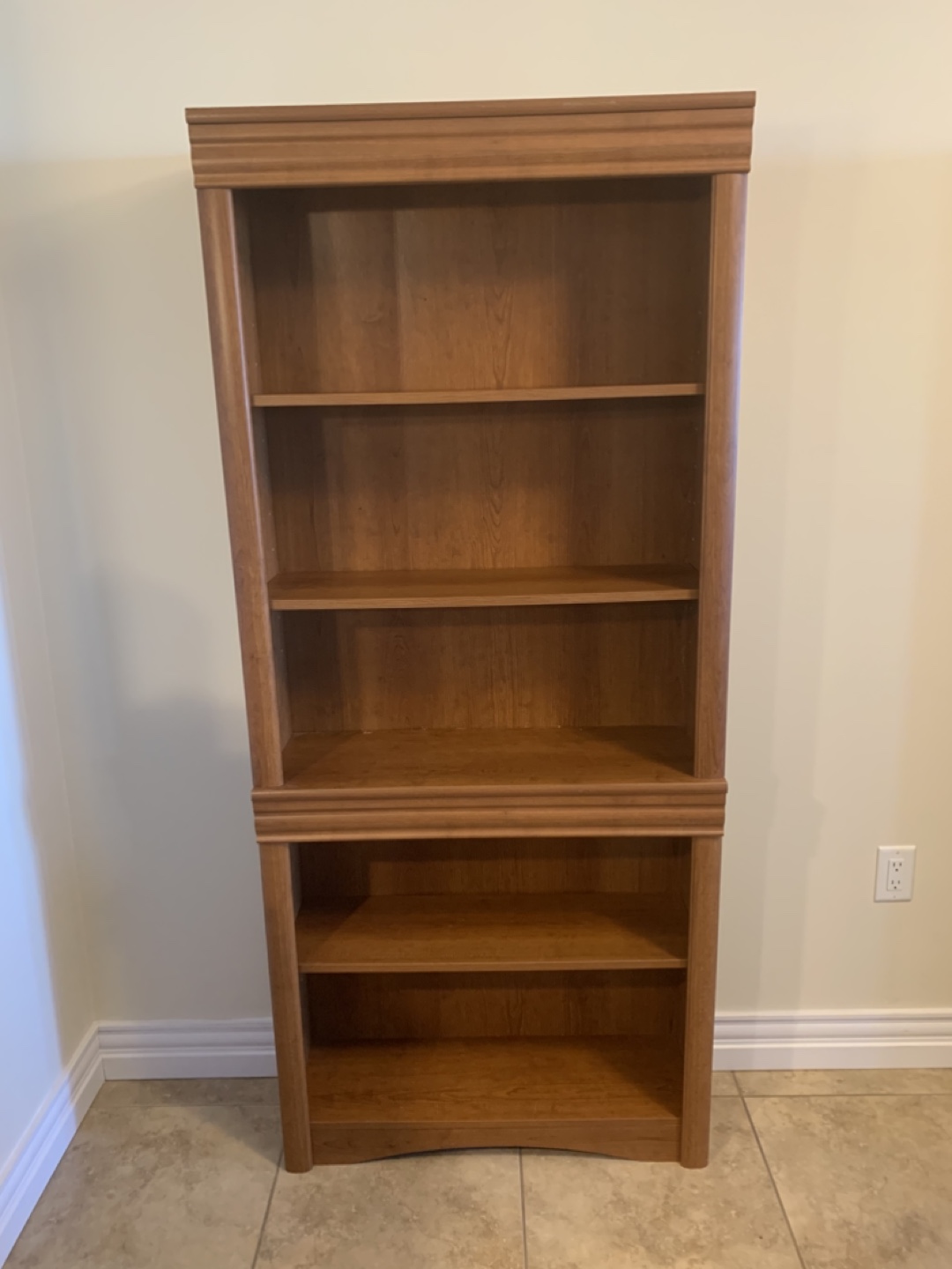 Tall Wooden Bookcase with Multiple Shelves
