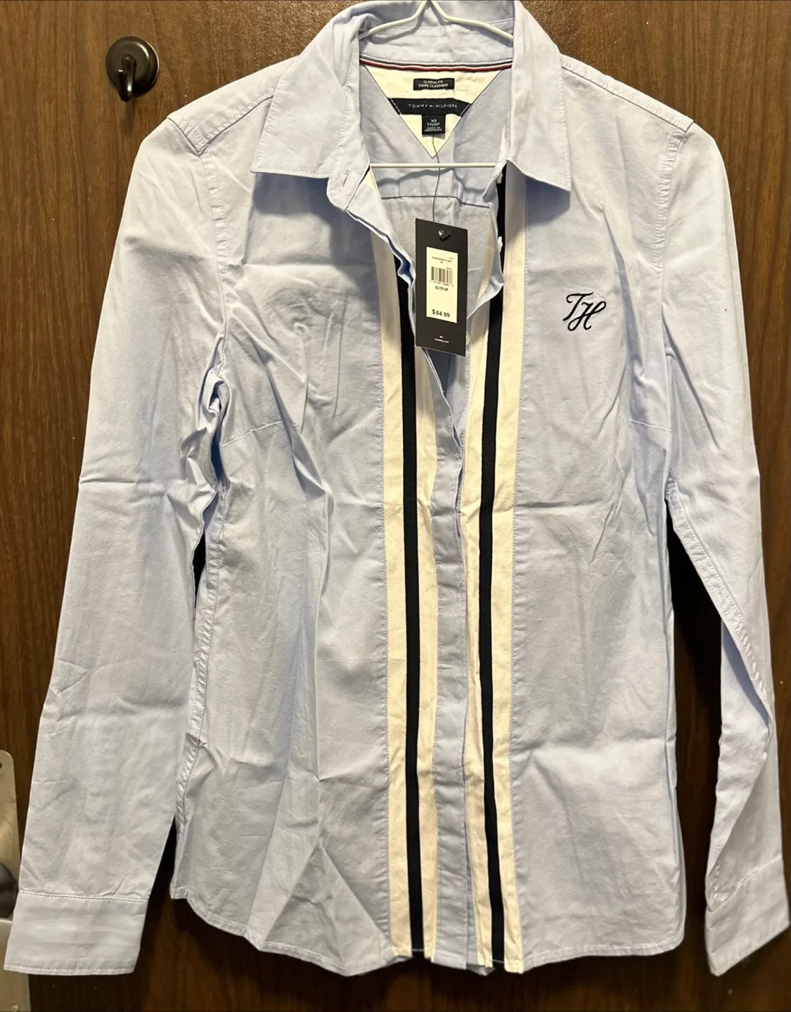 Tommy Hilfiger Women's Light Blue Oxford Shirt - Size XS image indicator(3)