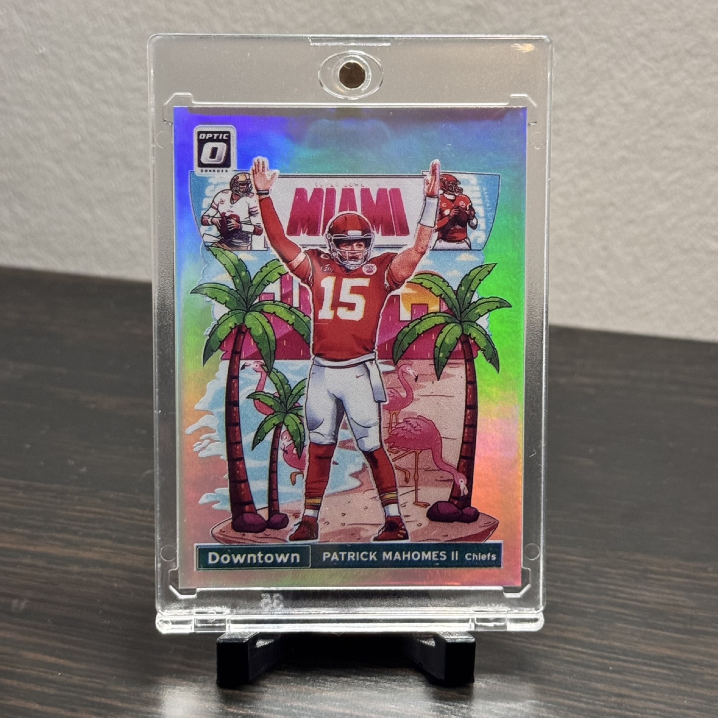 Patrick Mahomes II Downtown Optic Prizm Football Card #DT-29