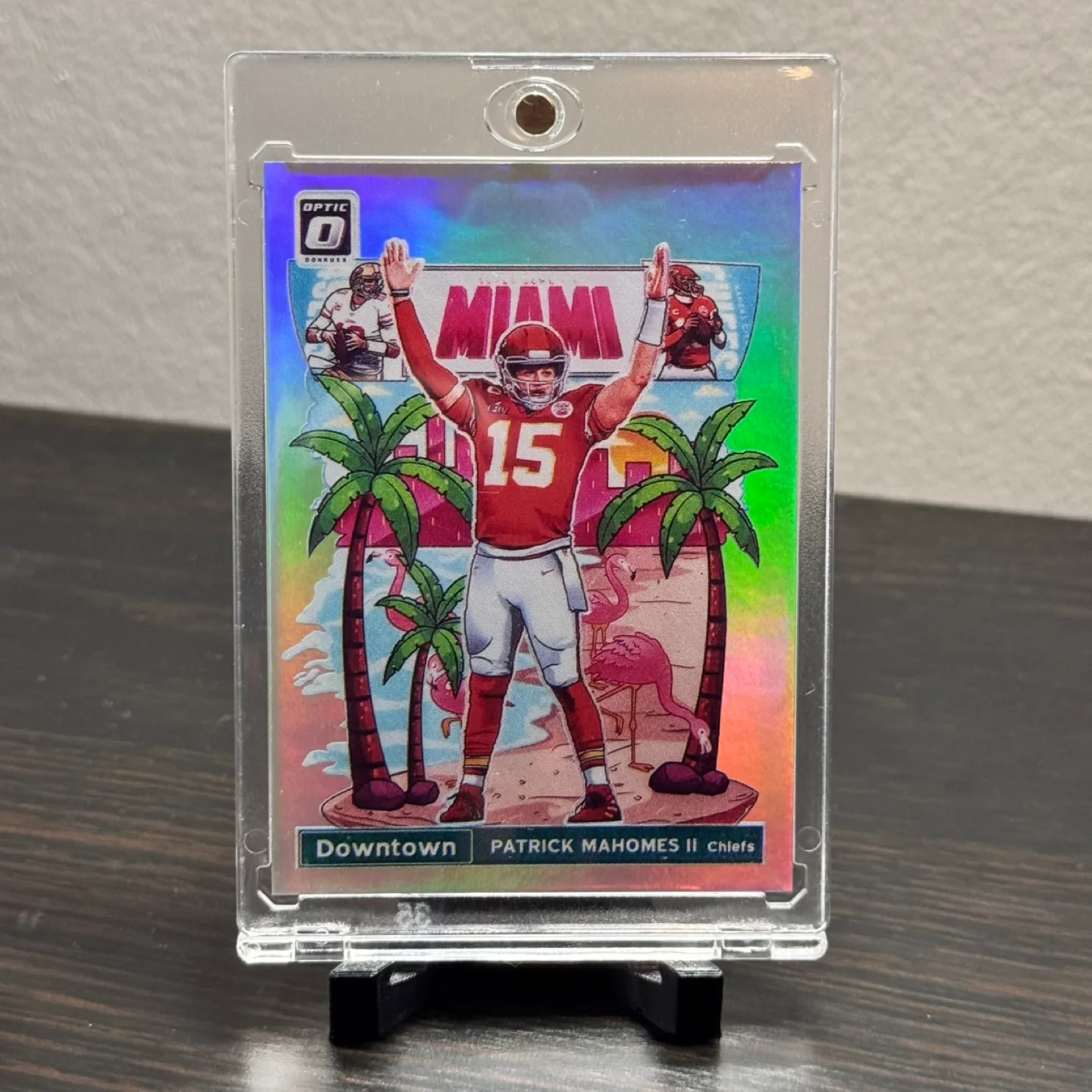 Patrick Mahomes II Downtown Optic Prizm Football Card #DT-29 thumbnail