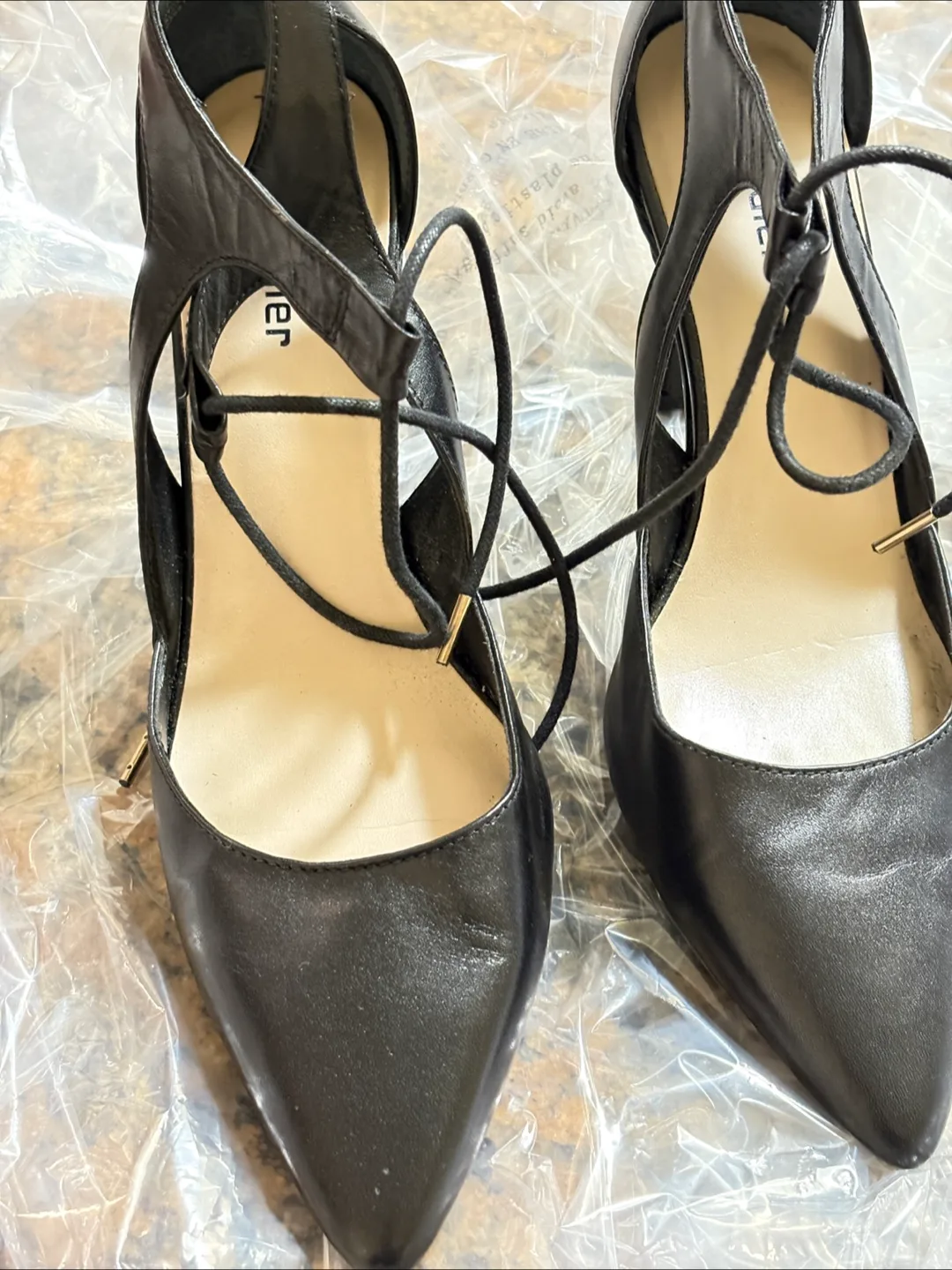 Sandler  Black Leather Lace-Up Heels thumbnail