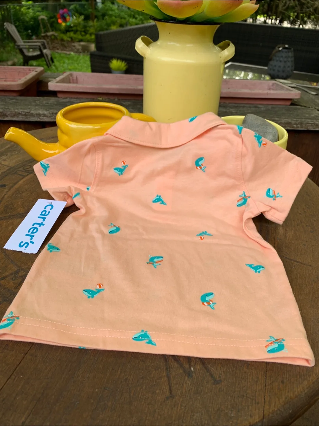 Carter's 6m Baby Boy's Peach Polo Shirt and Shorts Set image indicator(3)