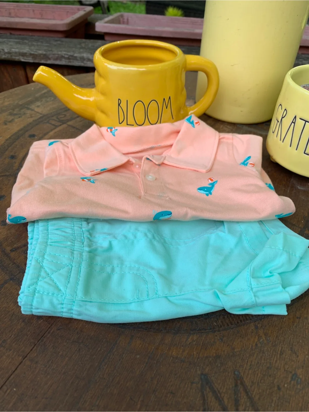 Carter's 6m Baby Boy's Peach Polo Shirt and Shorts Set image indicator(9)