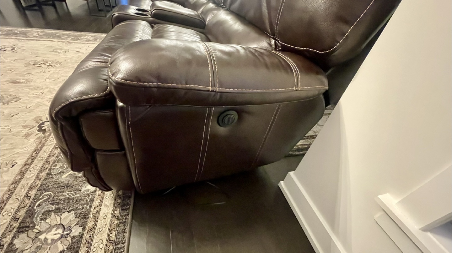 Brown Leather Reclining Sectional Sofa - photo 4