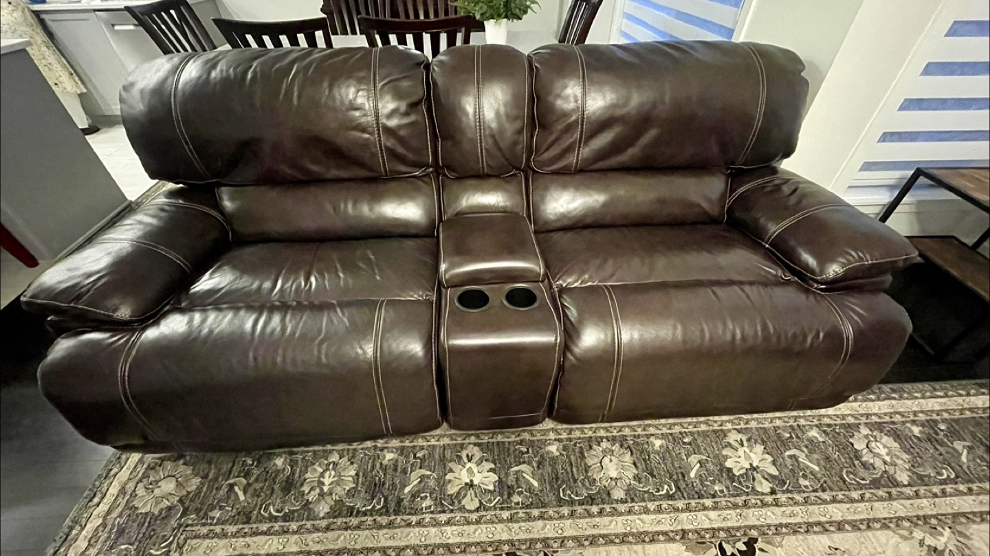 Brown Leather Reclining Sectional Sofa - photo 5