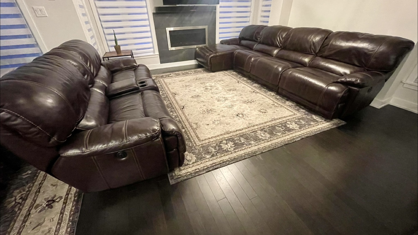 Brown Leather Reclining Sectional Sofa