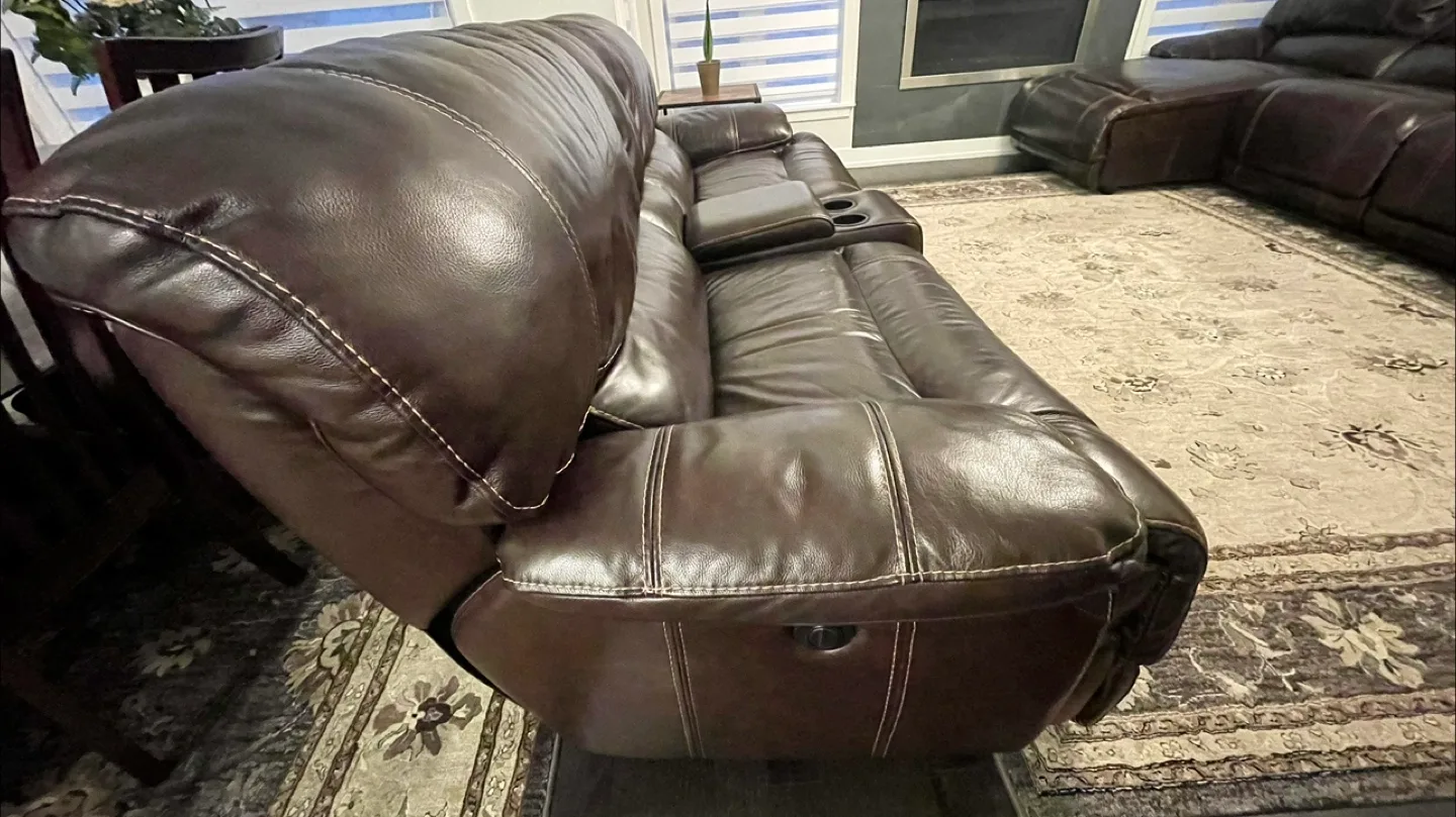 Brown Leather Reclining Sectional Sofa image indicator(3)