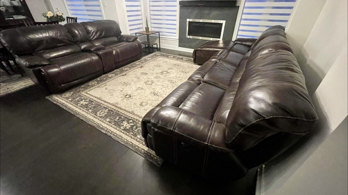 Brown Leather Reclining Sectional Sofa - photo 2