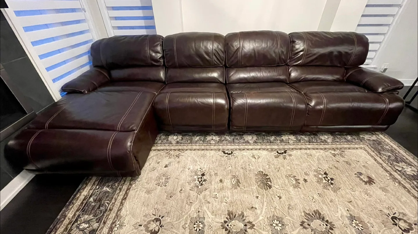 Brown Leather Reclining Sectional Sofa image indicator(9)