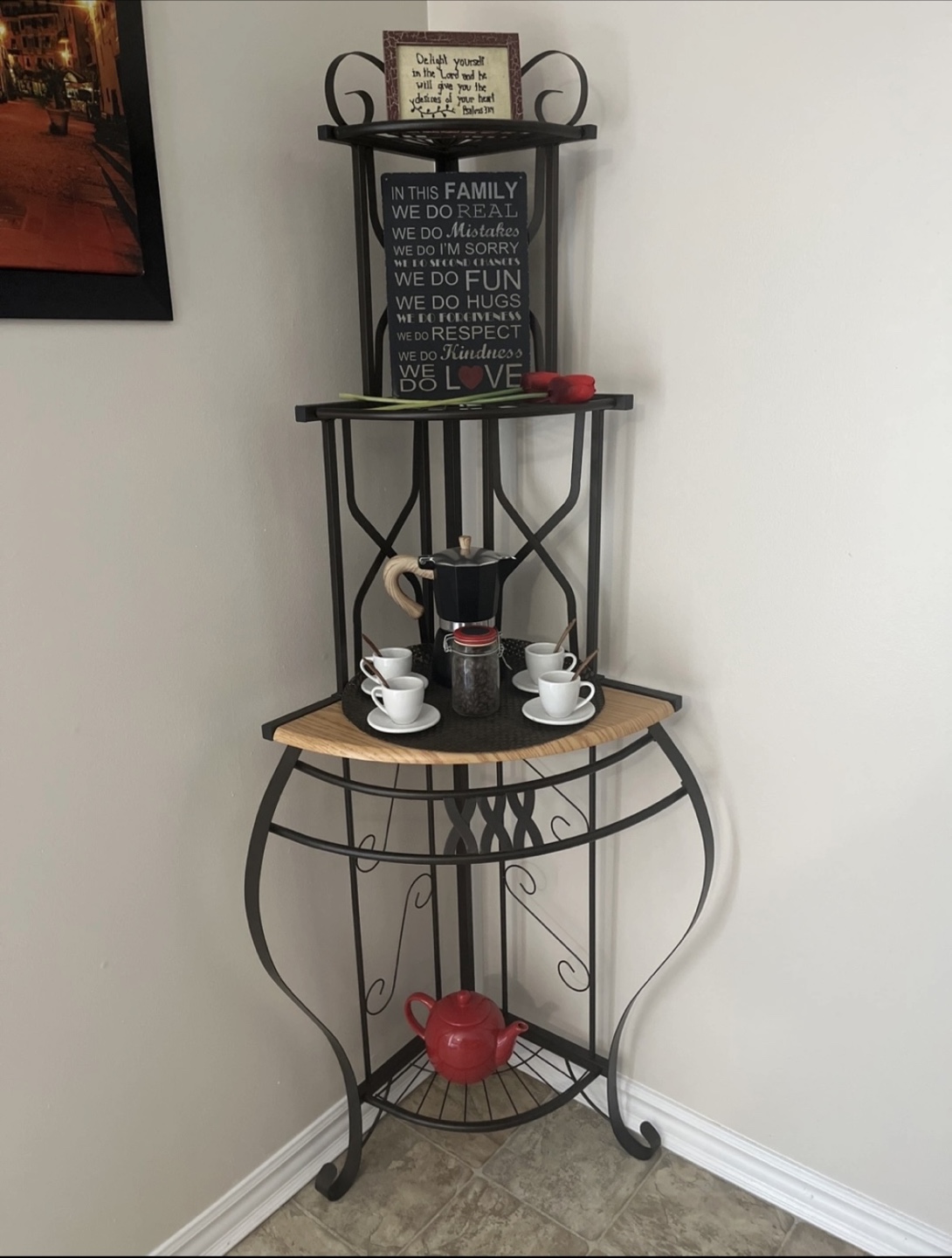 Bakers Rack with Metal Frame