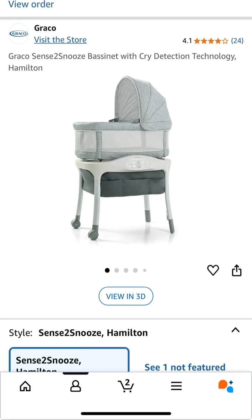 Graco Sense2Snooze Bassinet with Cry Detection thumbnail