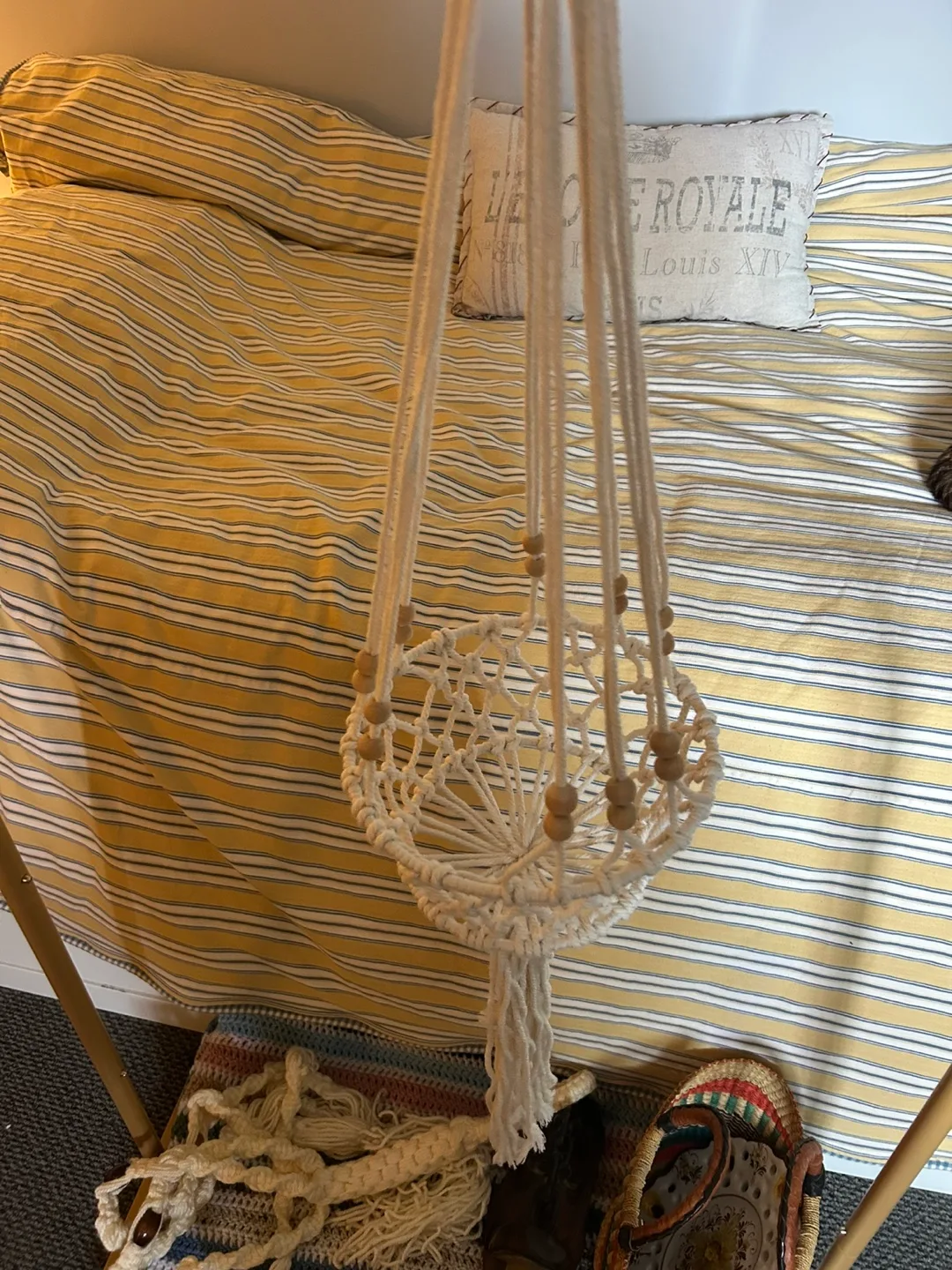 Macrame Hanging Planter with Wooden Beads thumbnail