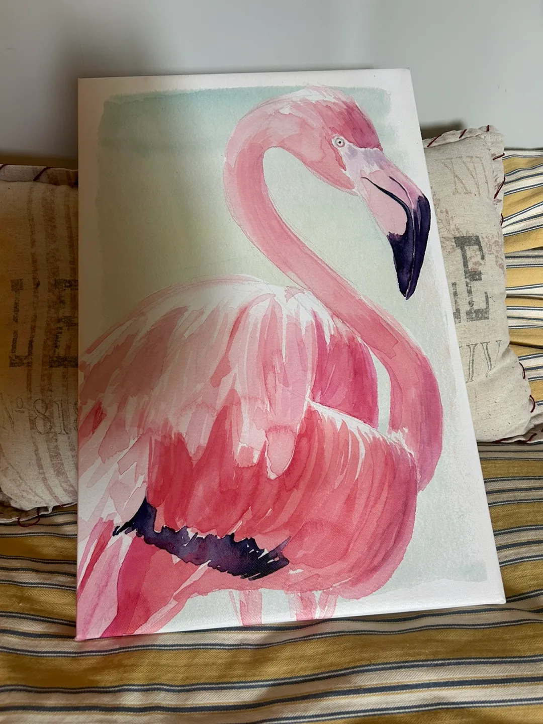 Watercolor Flamingo Painting on Canvas thumbnail