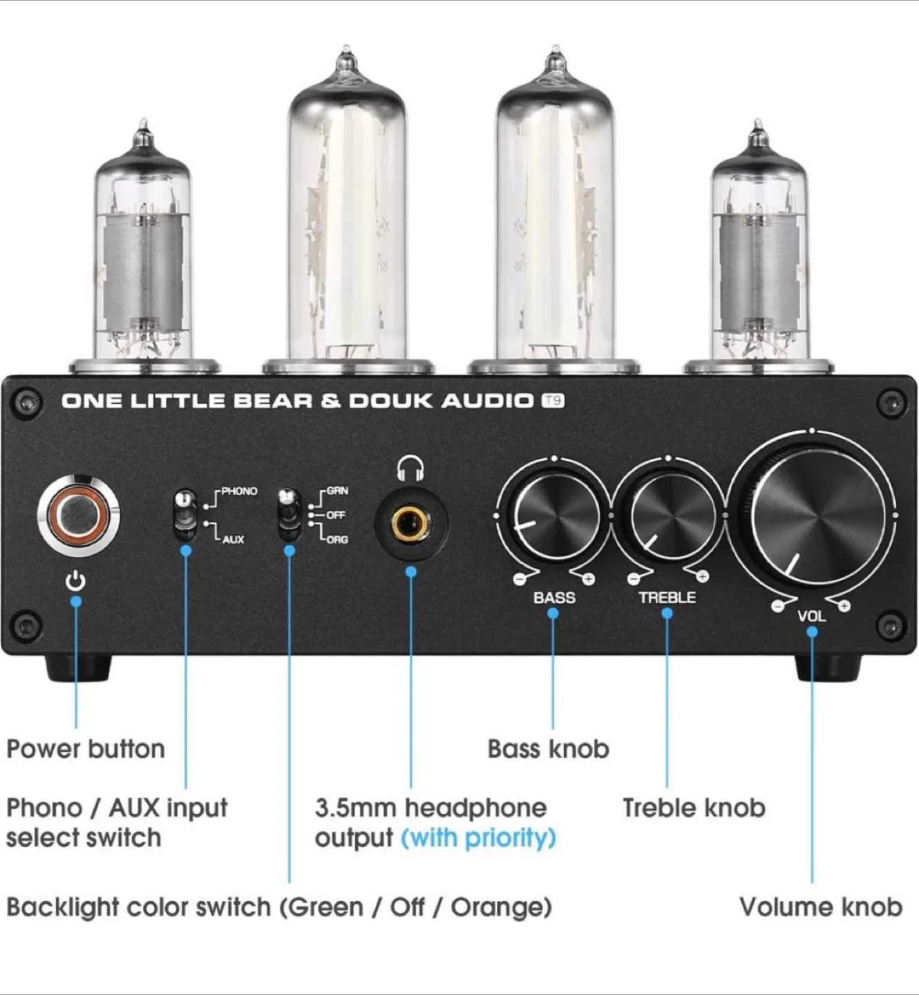 Douk Audio T9 Vacuum Tube Phono Stereo Turntable Preamplifier. image indicator(6)