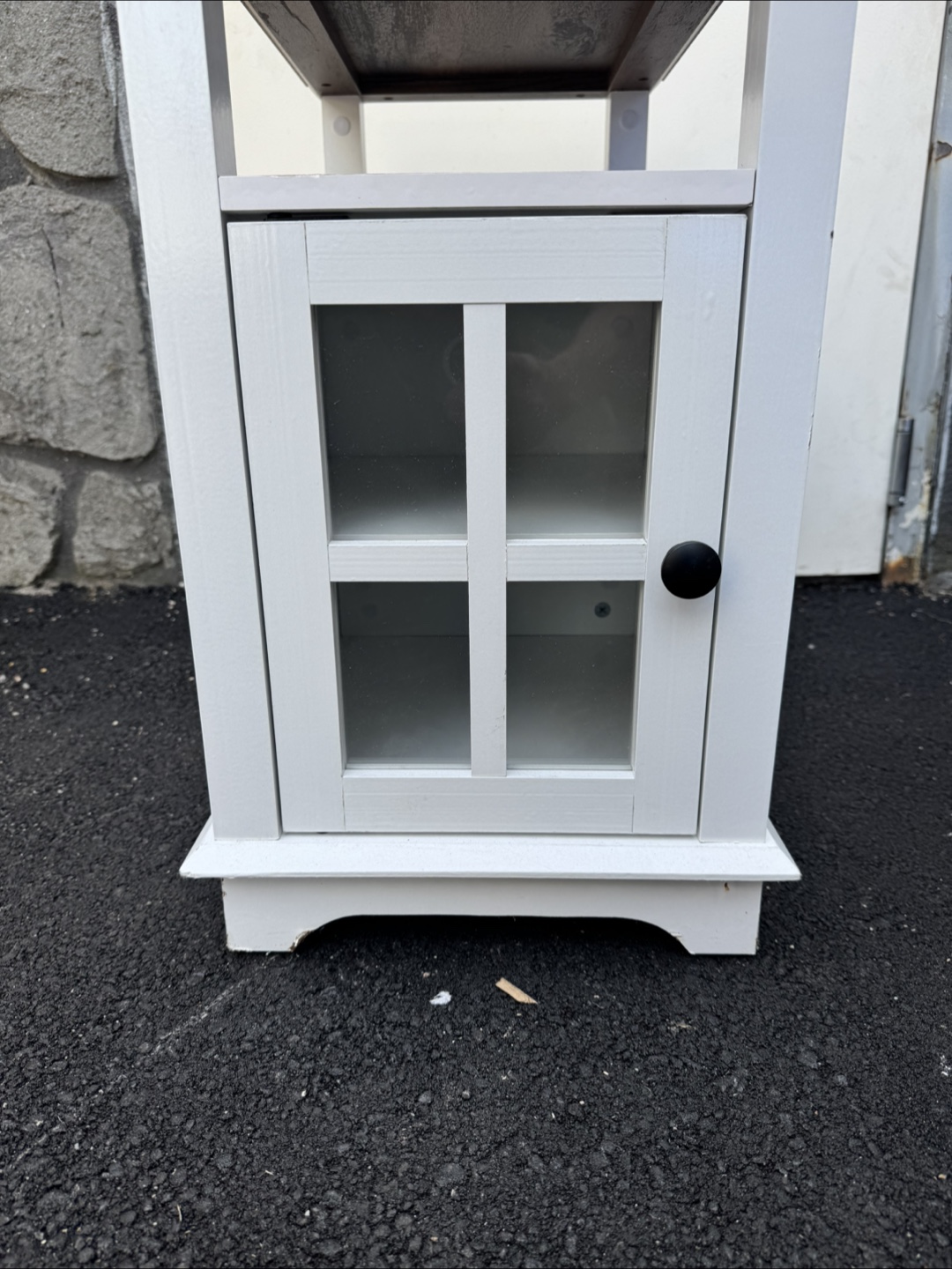 White Wooden End Table with Storage and Power Outlet - photo 5