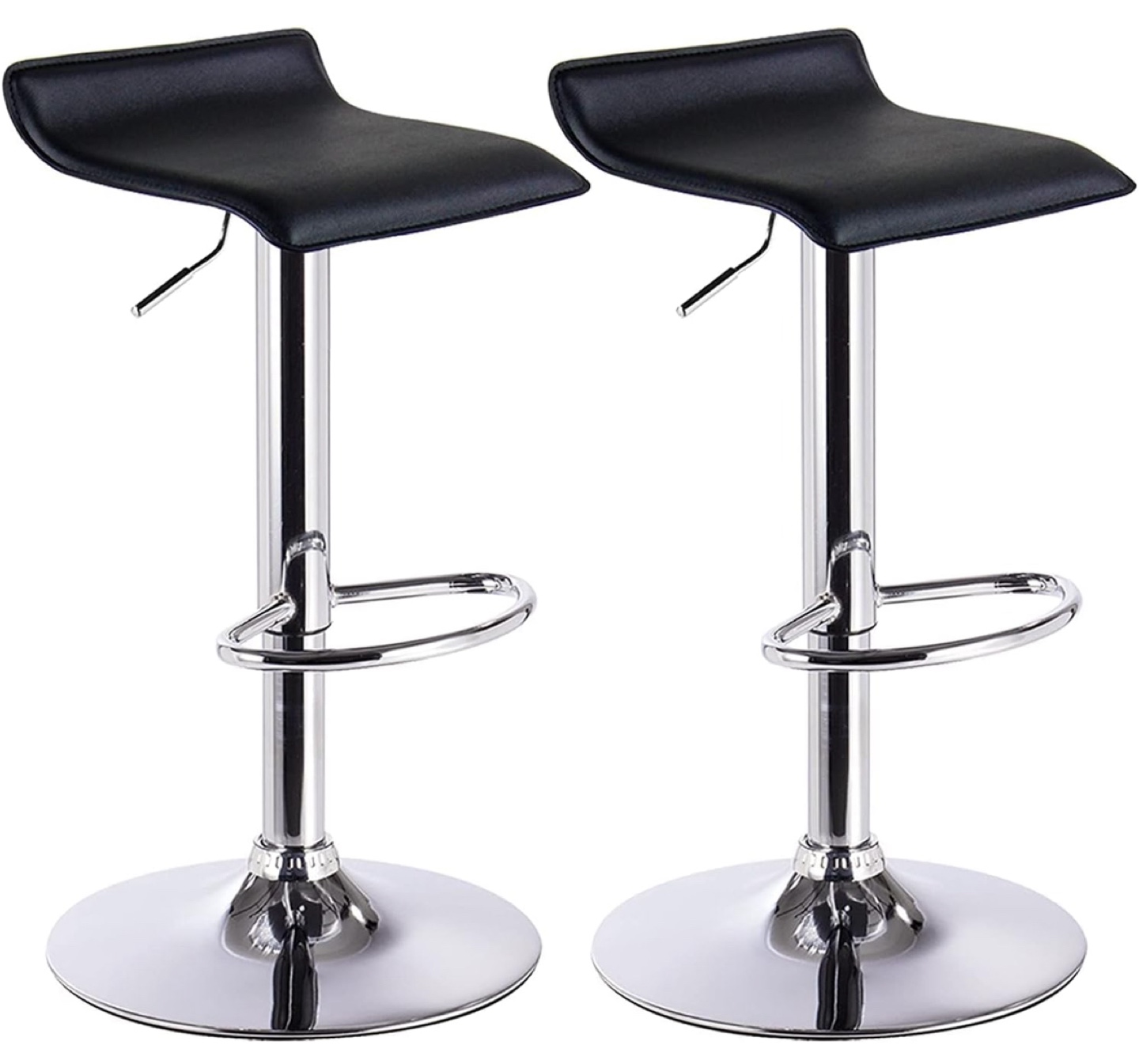 Pair of Black PU Leather Adjustable Bar Stools - photo 3