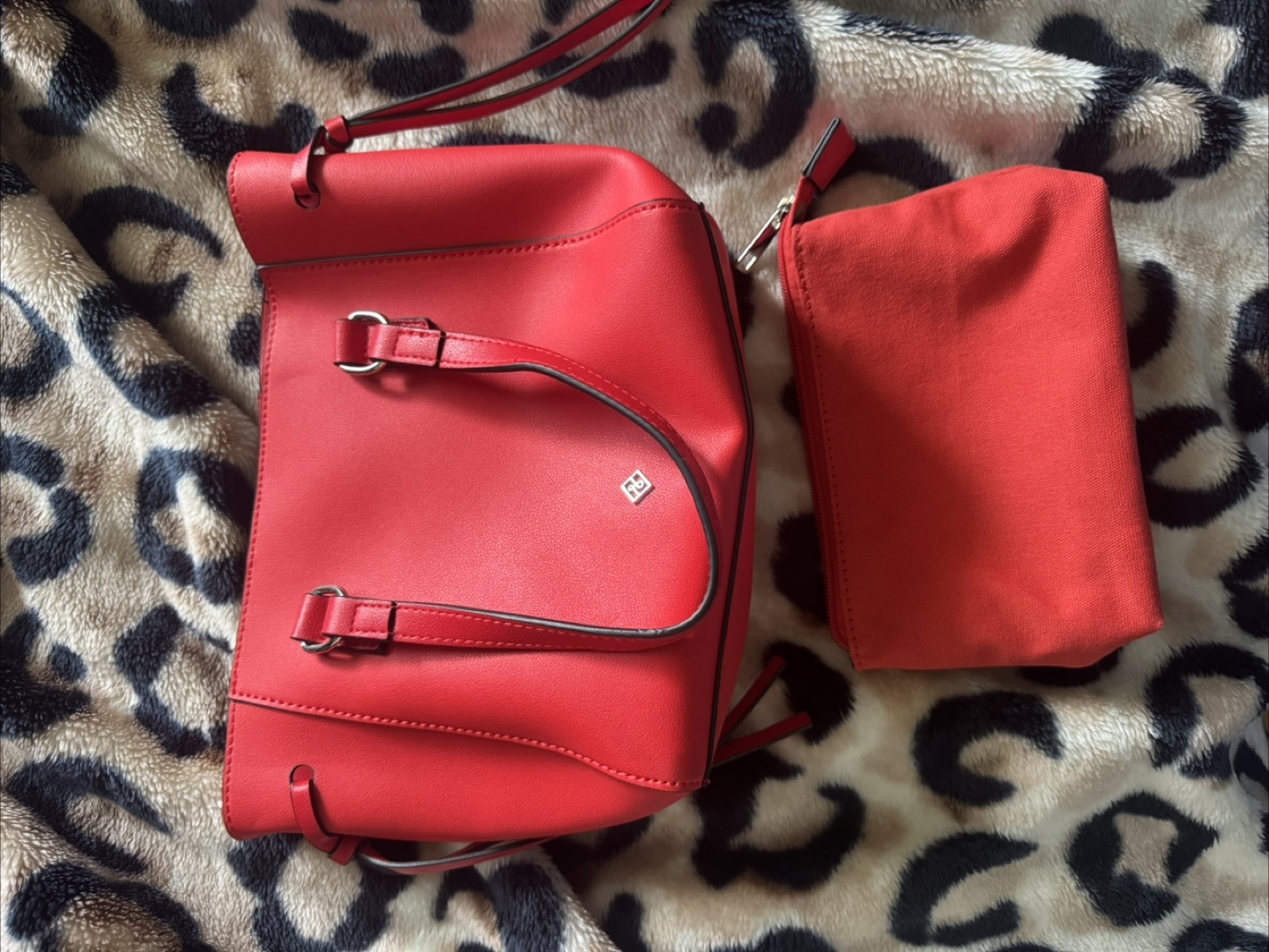 Red Handbag with Matching Cosmetic Pouch call it spring