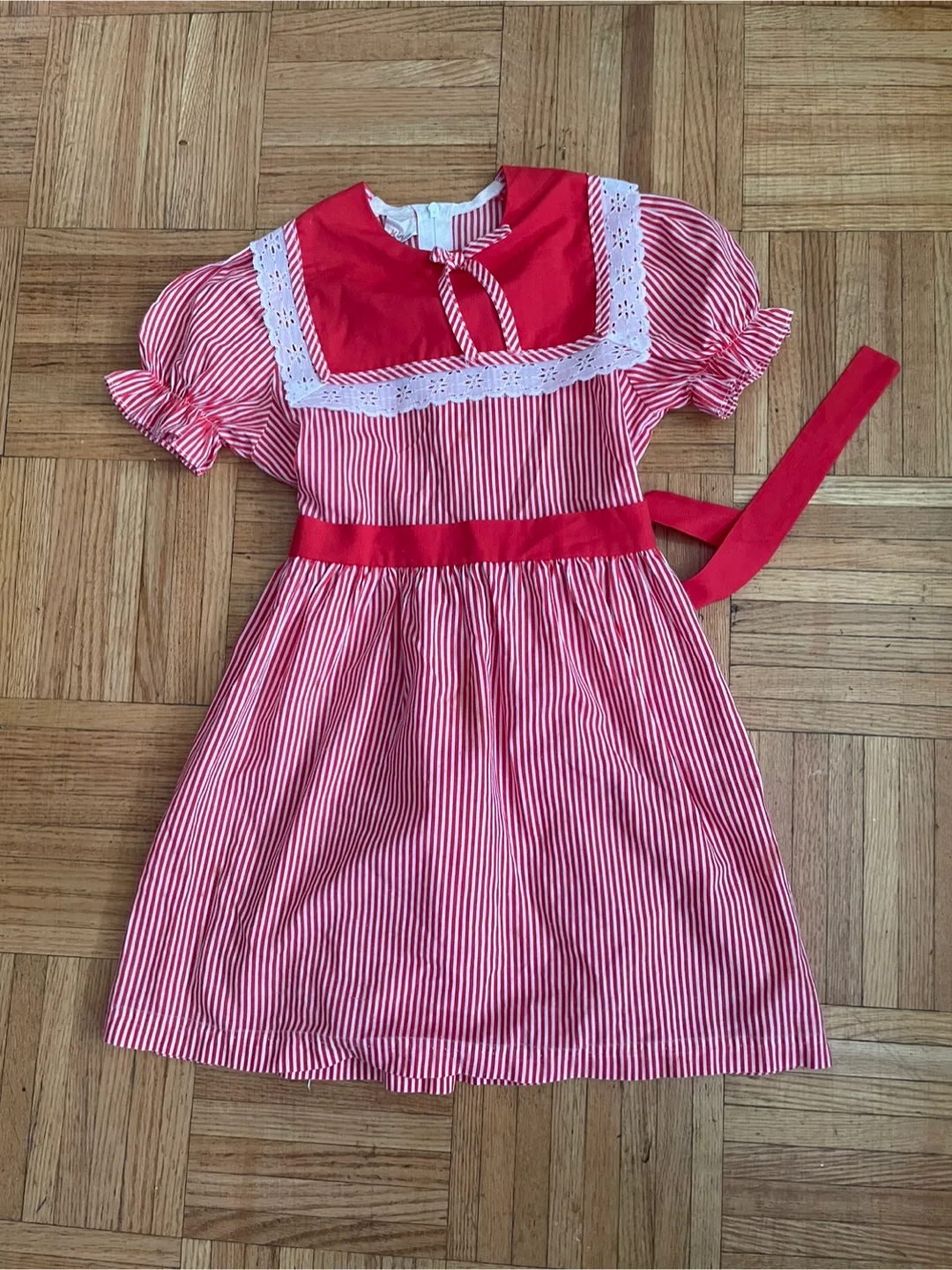 Vintage Red and White Striped Girl's Dress thumbnail