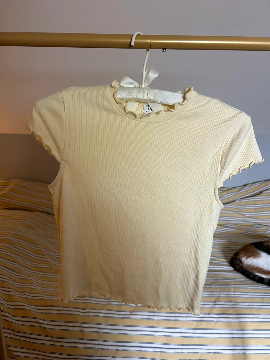 Sunday Best Ribbed Cream Top - Size Small thumbnail