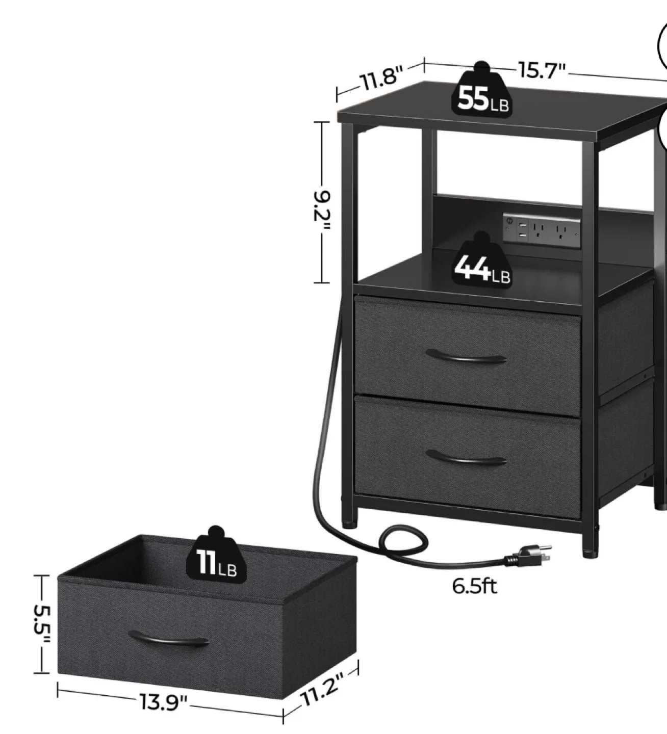 LED nightstand with charging port- NEW image indicator(4)
