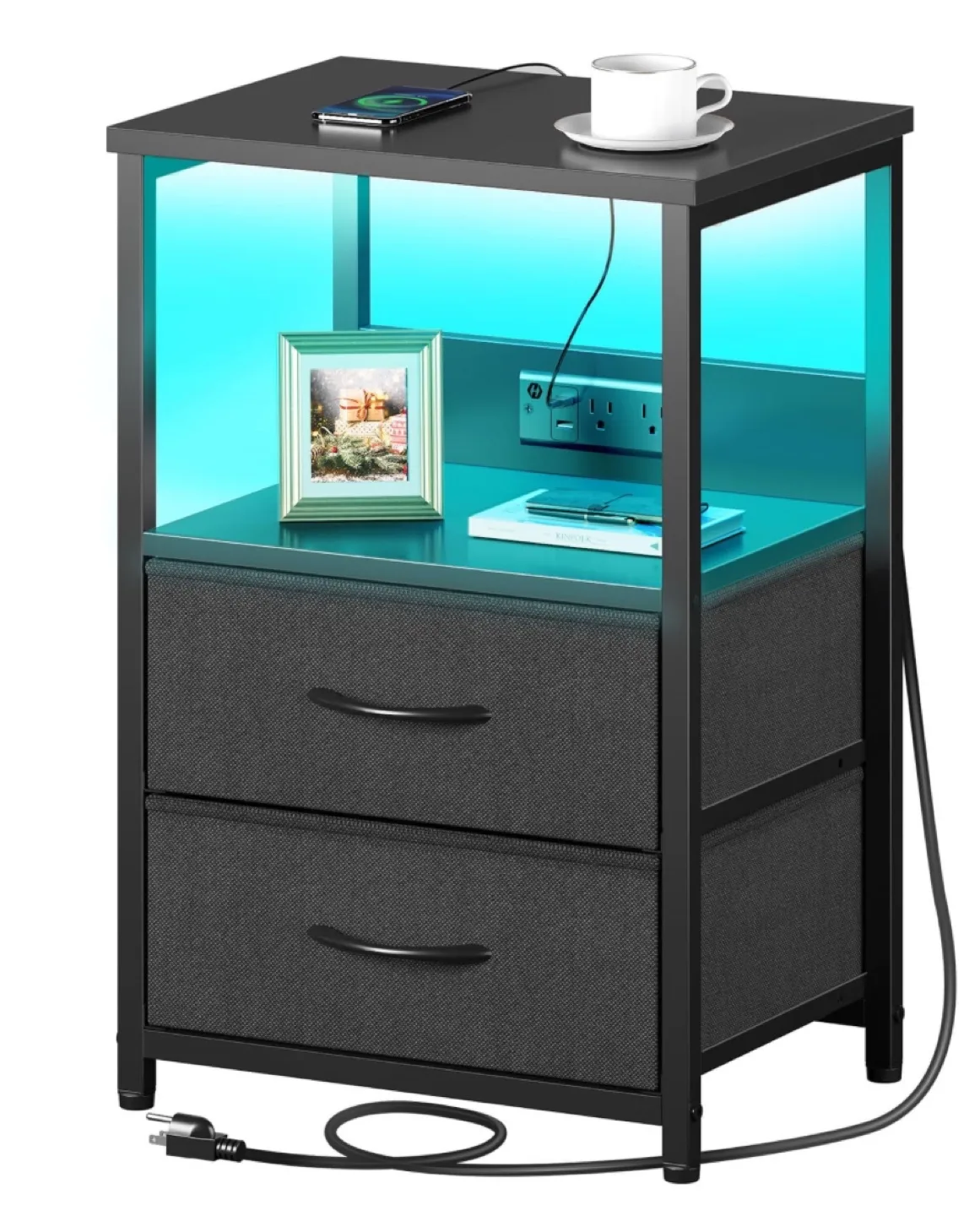 LED nightstand with charging port- NEW thumbnail