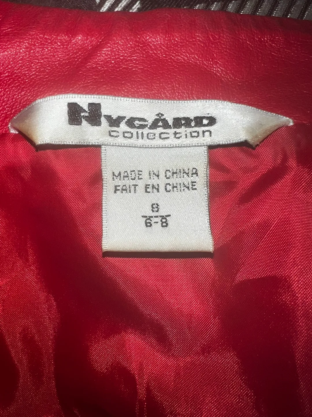 Peter Nygard Red Leather Ruffled Studded Jacket Sz 8 image indicator(6)