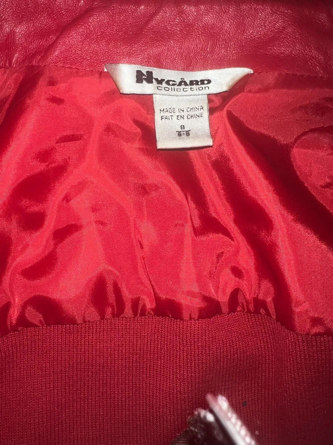 Peter Nygard Red Leather Ruffled Studded Jacket Sz 8 image indicator(8)