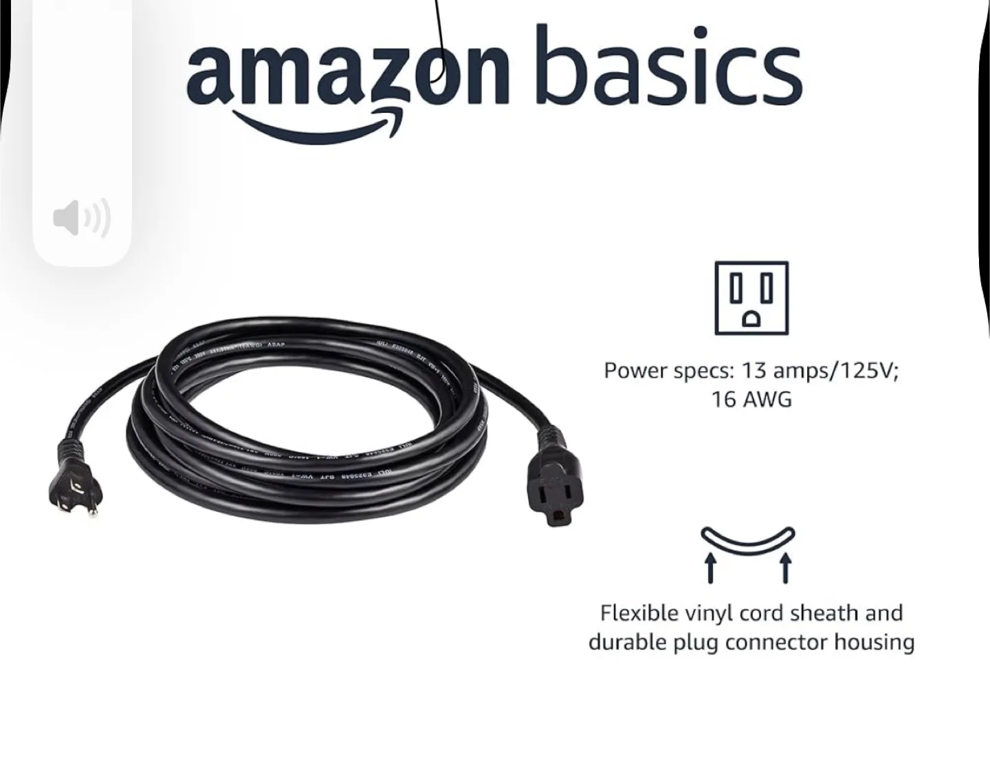 Amazon Basics 15-Foot Extension Cord - 13 Amps, 125V - Black image indicator(3)