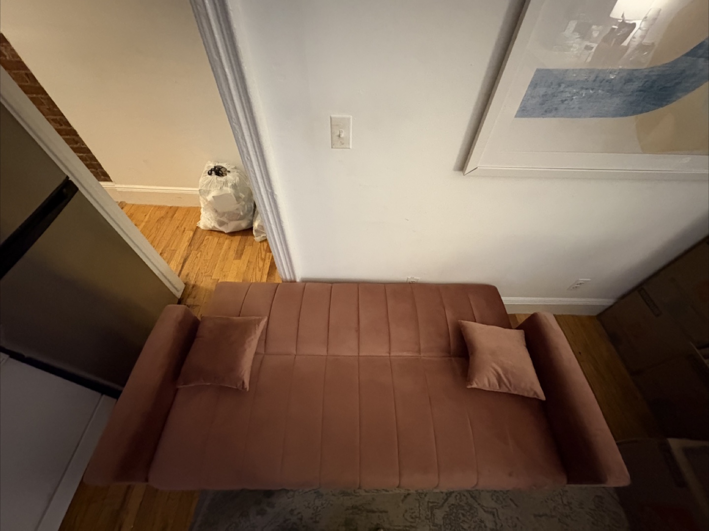 Dusty Rose Velvet Futon Sofa Bed
