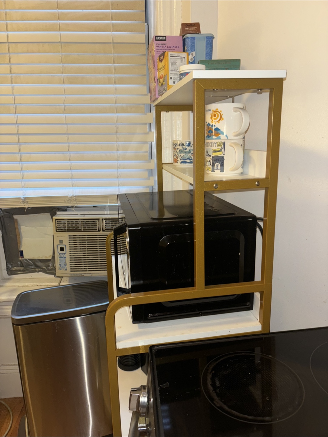 White and Gold Kitchen Microwave Cart - photo 2