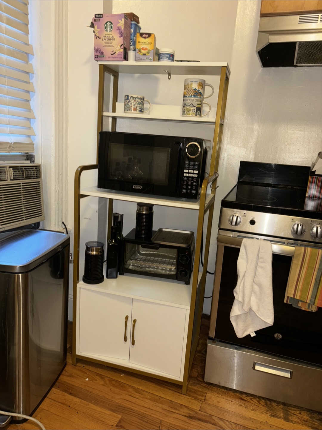 White and Gold Kitchen Microwave Cart - photo 4