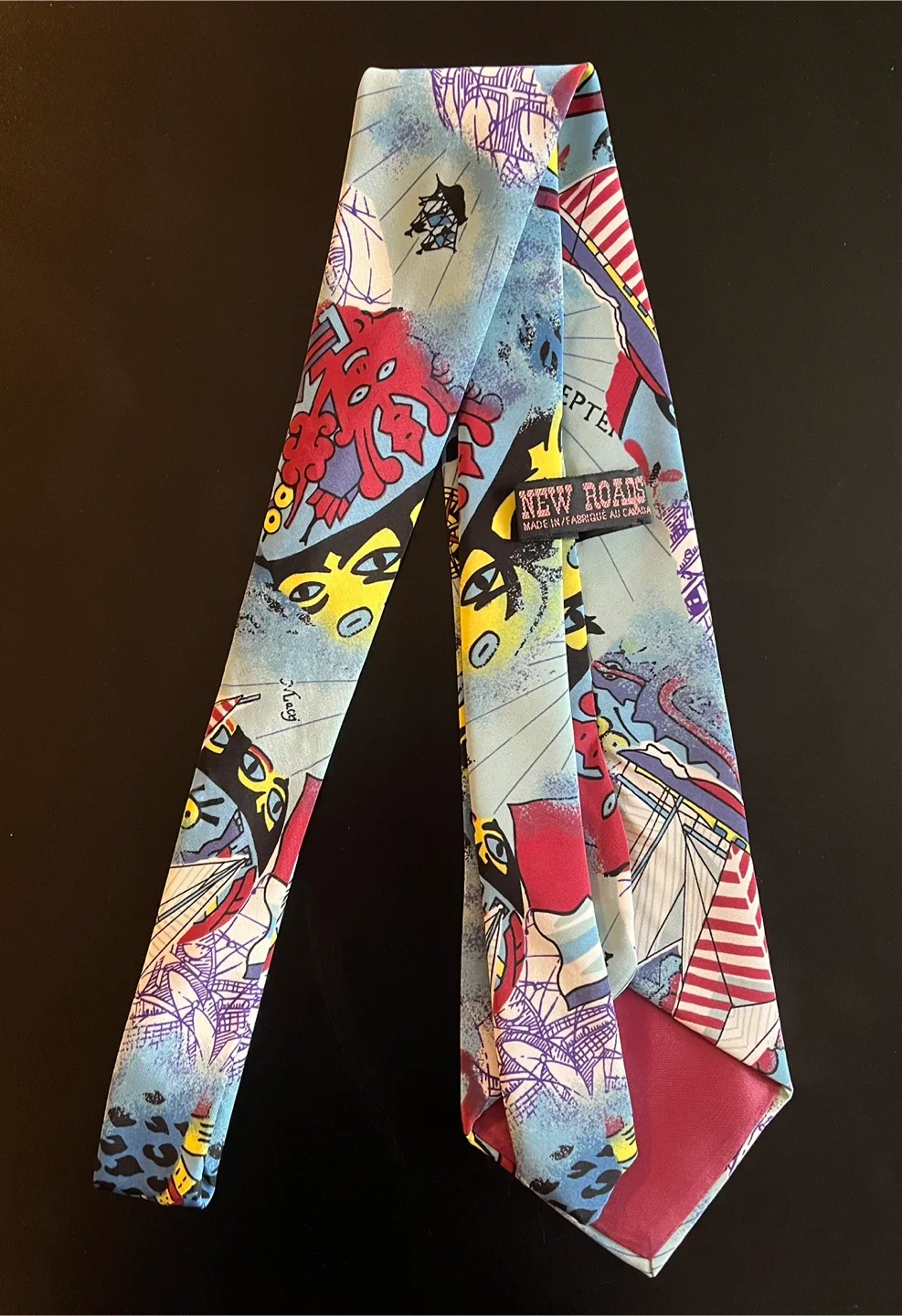 Vintage New Roads Men's Tie Canada - Nautical Map Design image indicator(4)