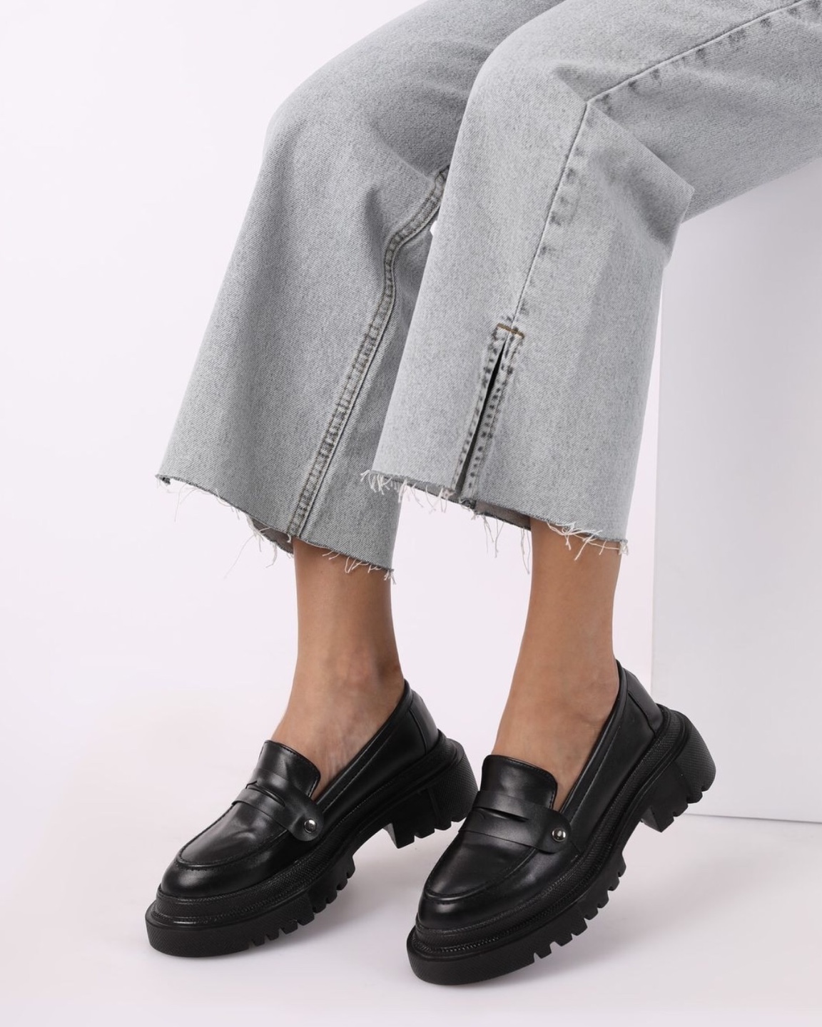 Black Chunky Loafers - Size 36