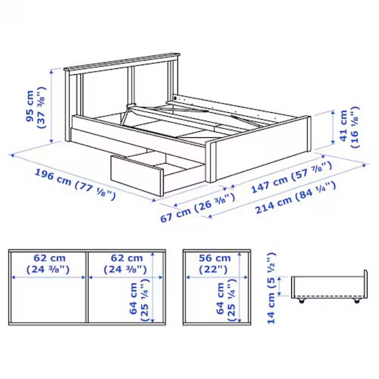 IKEA SONGESAND Full/Double Bed Frame + Endy Mattress - photo 5