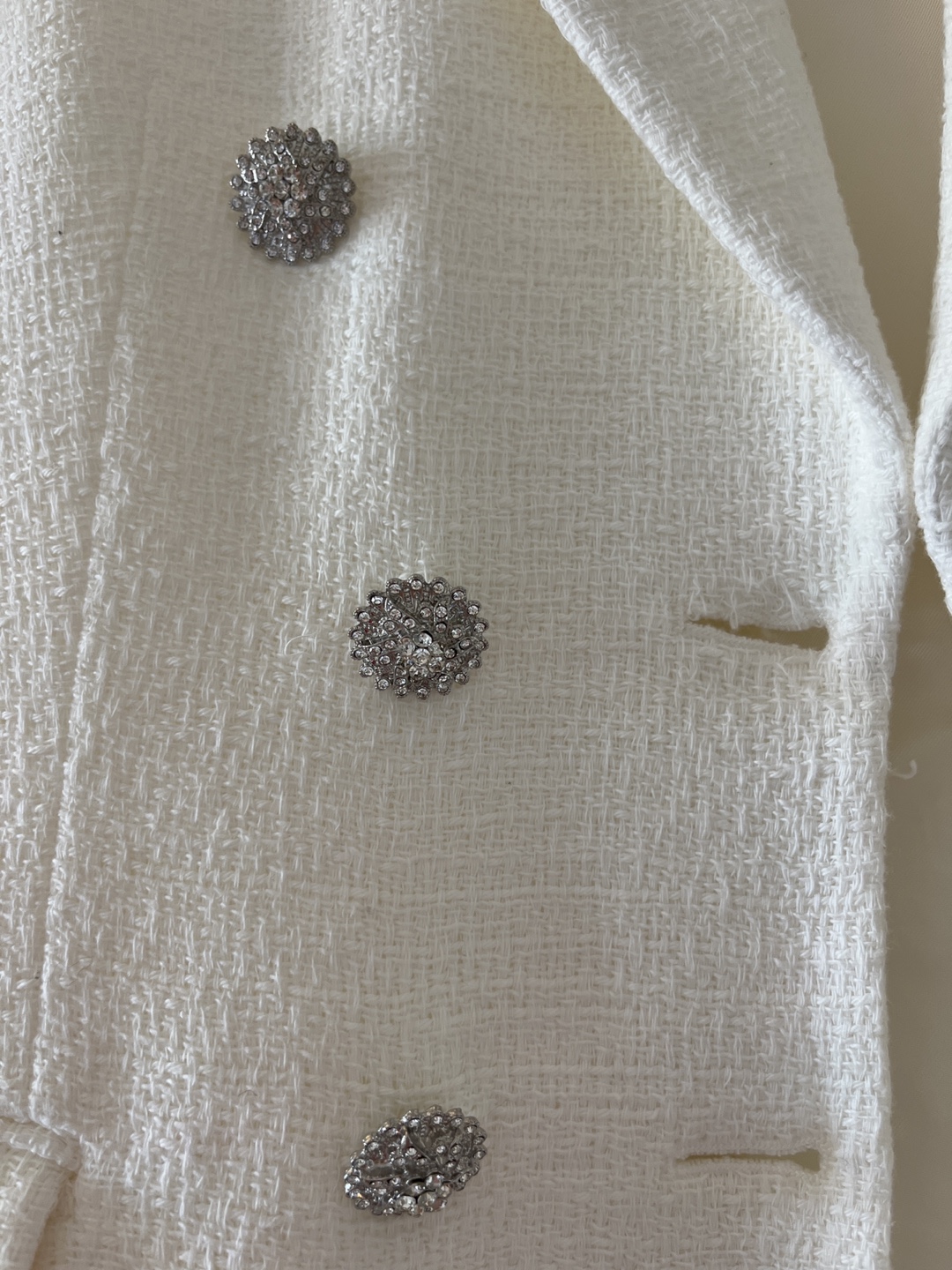 White Sleeveless Blazer Vest/Dress with embellished buttons - photo 2
