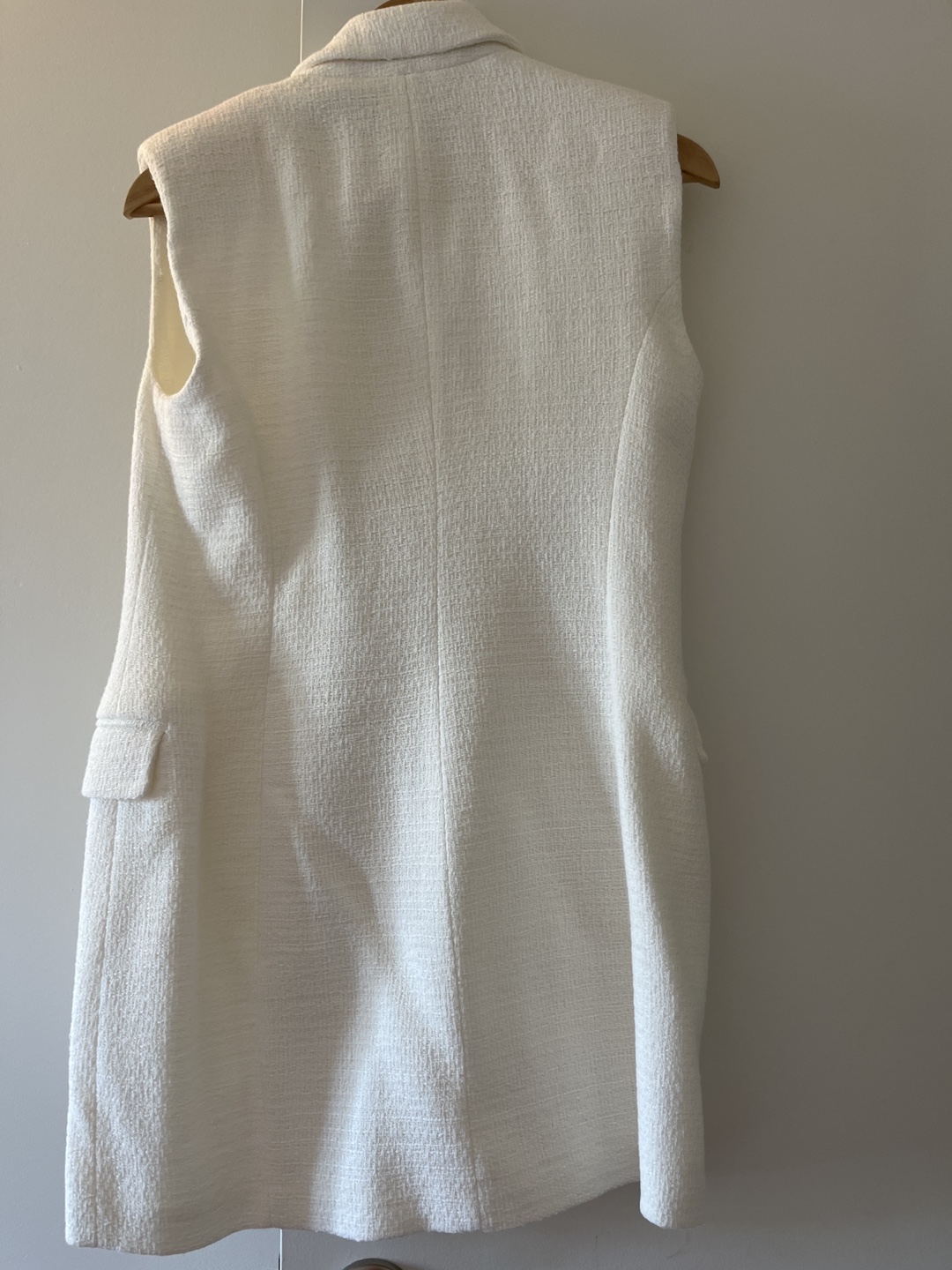 White Sleeveless Blazer Vest/Dress with embellished buttons - photo 3