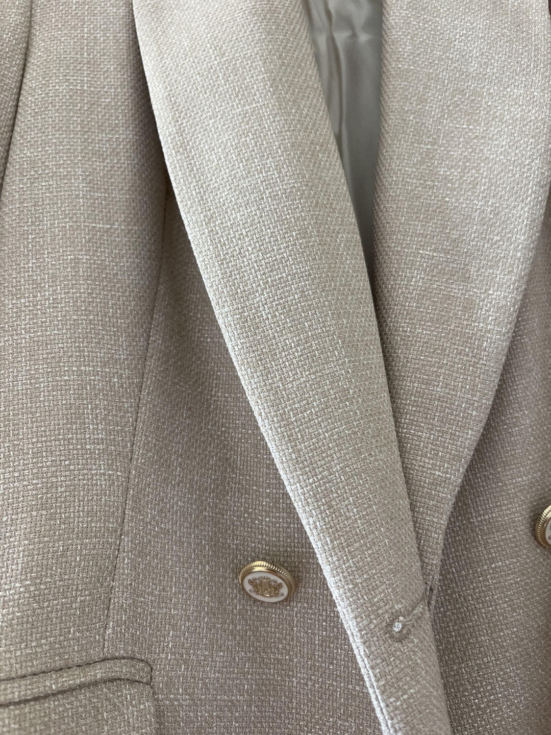 Beige Zara Double-Breasted Blazer - photo 2