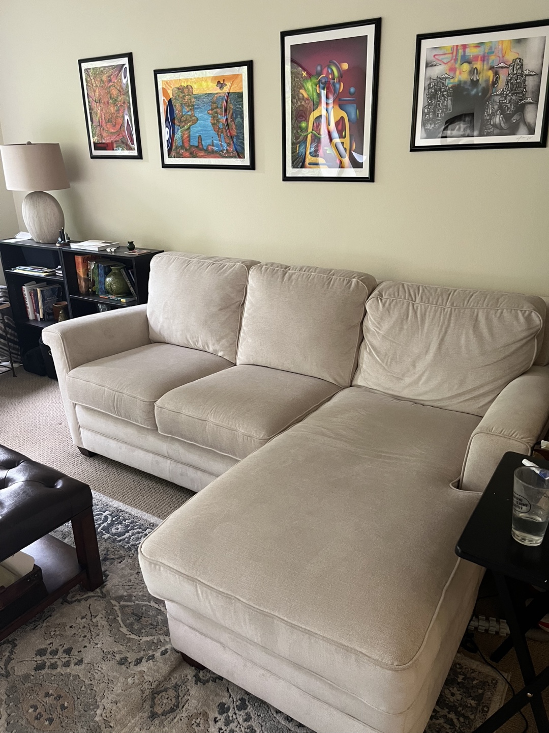 Beige Sectional Sofa with Chaise Lounge - photo 2