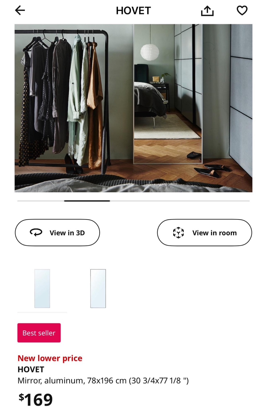 IKEA HOVET Full-Length Mirror - Aluminium Frame - photo 5