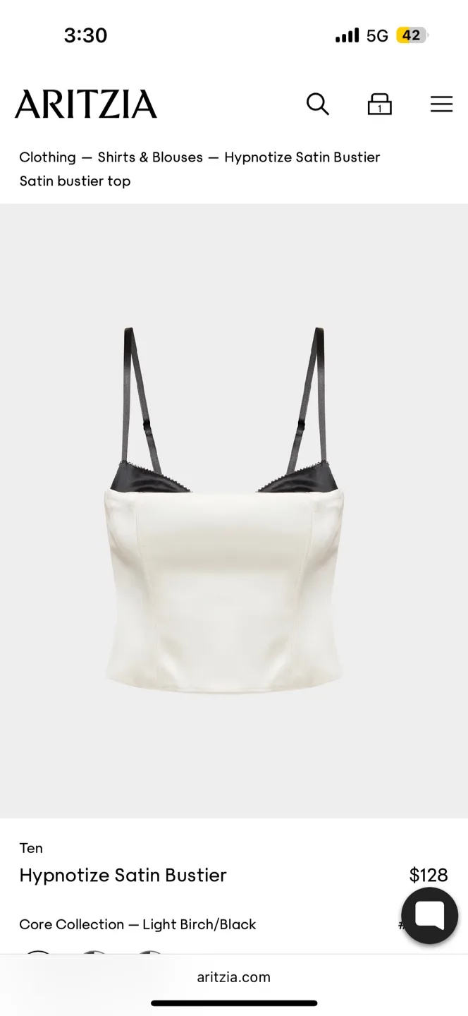 Aritzia Hypnotize Satin Bustier Top Size 0, 2 NWT thumbnail