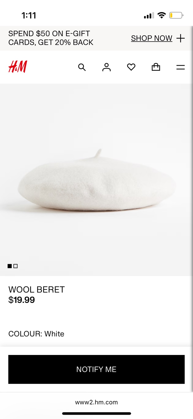 CLOSET CLEANOUT H&M Cream Wool Beret