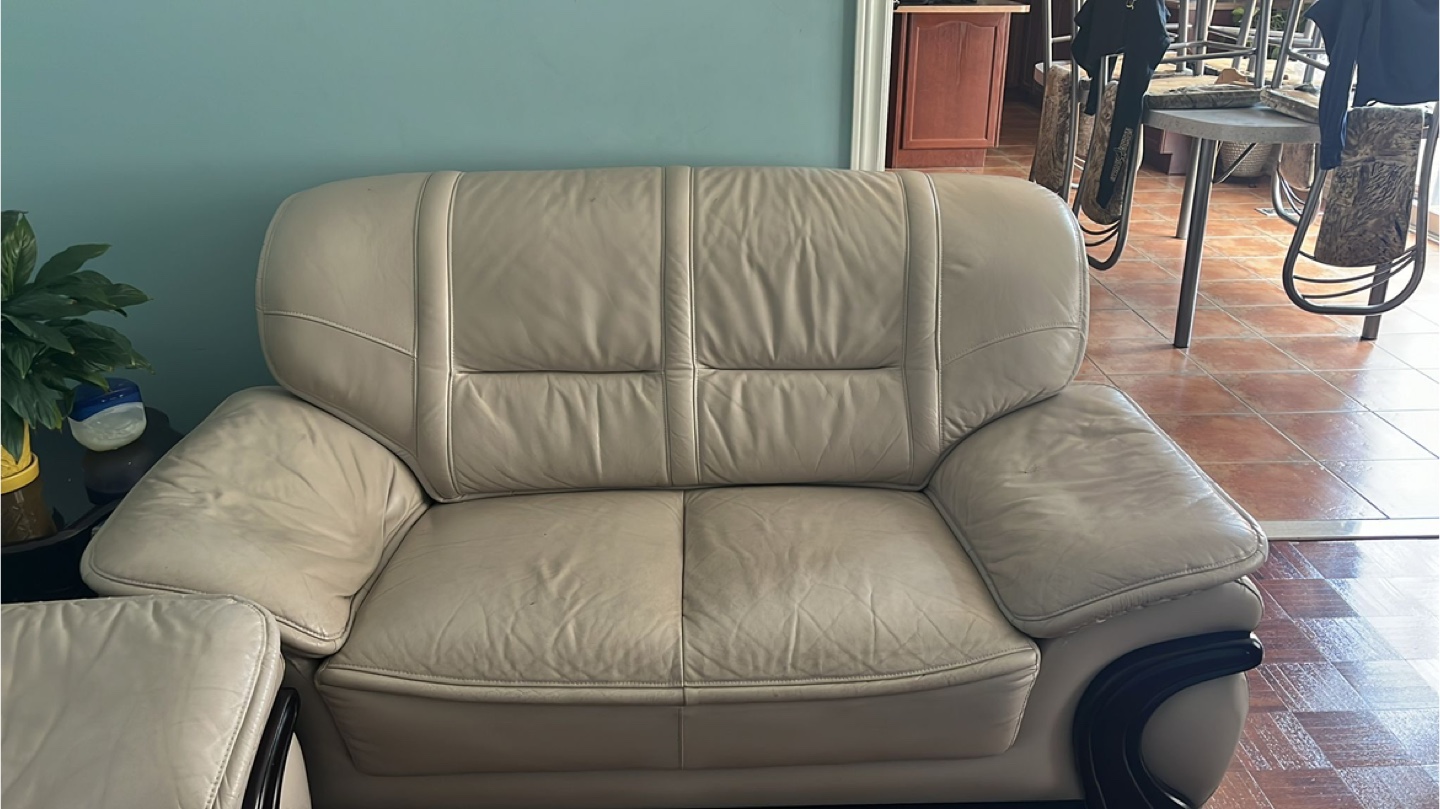 Beige Leather Sofa Set - photo 2