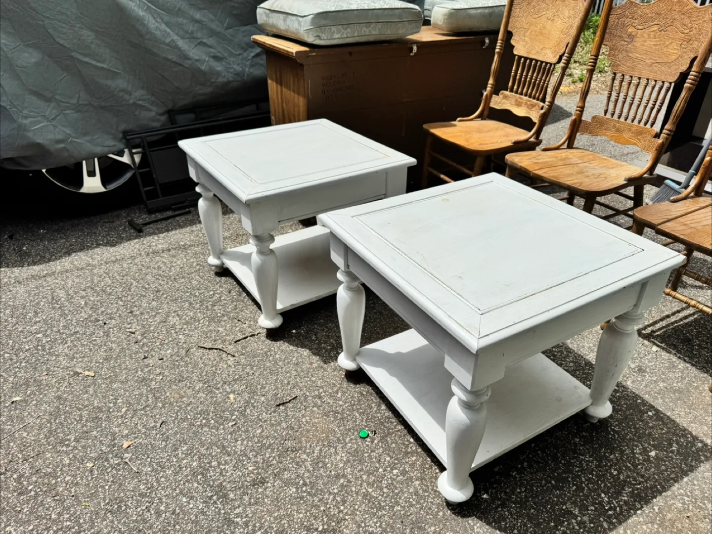 Pair of White End Tables thumbnail